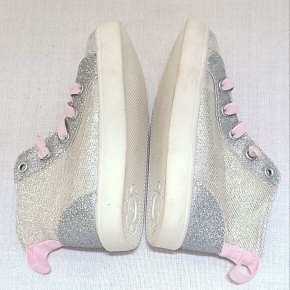 Carter's Silver & Pink Glitter High Top Sneaker Sz 8 - Picture 7 of 8